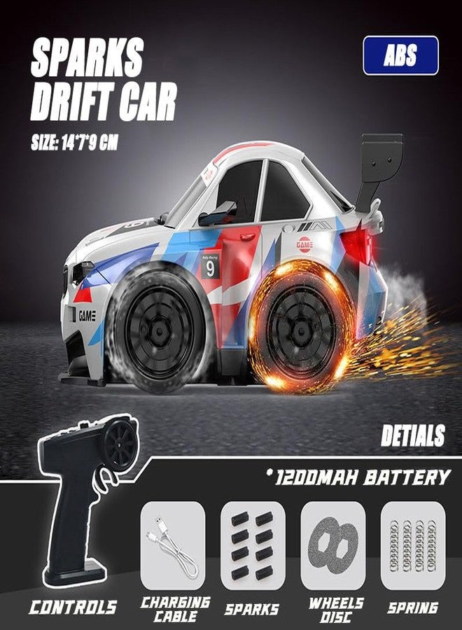 FEXXA سيارة FEXXA عالية السرعة للتحكم عن بعد مع تأثير شرارة | لعبة سباق قصيرة المحور تعمل بجهاز تحكم عن بعد بتردد 2.4 جيجاهرتز مع أضواء LED وإطارات انزلاق قابلة للاستبدال للأطفال والكبار (تأثير شرارة قصير المحور - أبيض) - Image 4