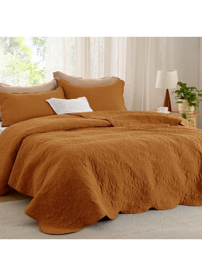 Bedsure Bedsure King Size Quilt Set - Pre-Washed King Size Bedding Set - Ultra Soft Bedspread King Size - Honey Ginger Bedding Coverlet for All Seasons (Includes 1 Quilt, 2 Pillow Shams)  - Image 1