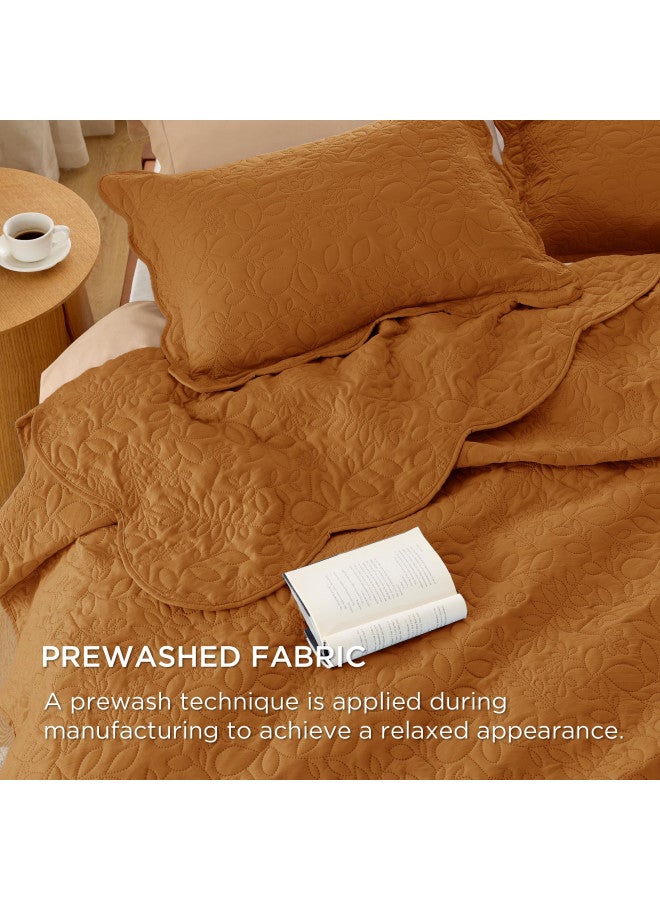Bedsure Bedsure King Size Quilt Set - Pre-Washed King Size Bedding Set - Ultra Soft Bedspread King Size - Honey Ginger Bedding Coverlet for All Seasons (Includes 1 Quilt, 2 Pillow Shams)  - Image 2