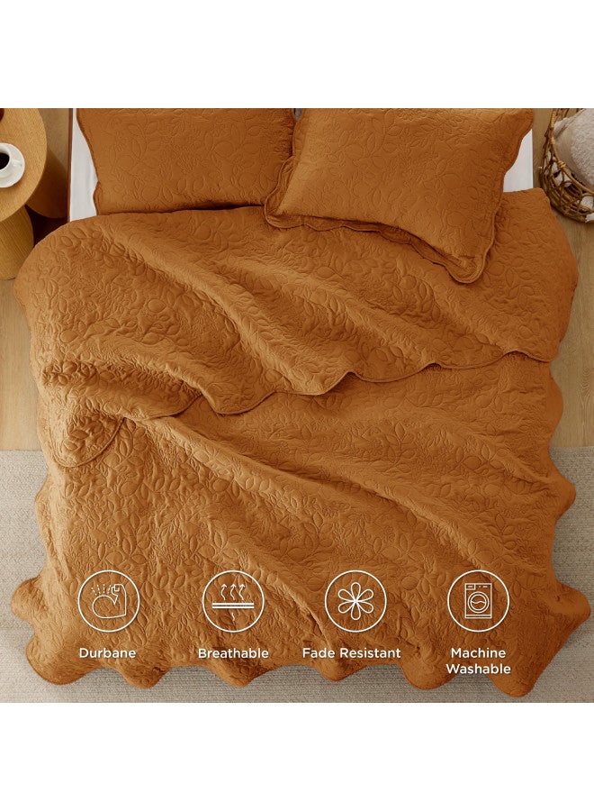 Bedsure Bedsure King Size Quilt Set - Pre-Washed King Size Bedding Set - Ultra Soft Bedspread King Size - Honey Ginger Bedding Coverlet for All Seasons (Includes 1 Quilt, 2 Pillow Shams)  - Image 4