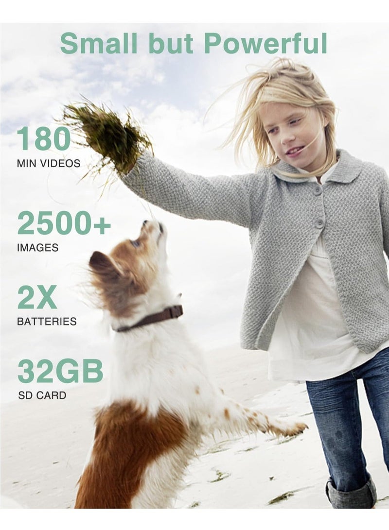 Digital Camera, FHD 1080P Kids Camera, 44MP Point and Shoot Digital Cameras with 32GB Memory Card and Two Batteries, 16X Zoom , Lanyard, Compact Size Camera, Gift for Boys/Girls (Green) - Image 4