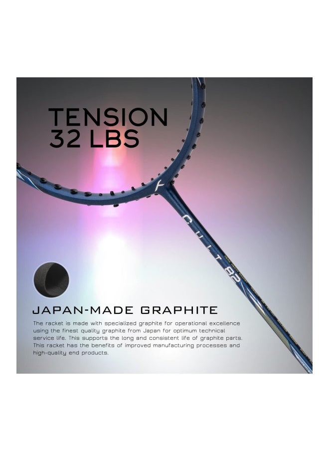 HUNDRED Cult 82 Feather Lite Carbon Fibre Strung Badminton Racket With Full Racket Cover For Intermediate Players (82G, Max Tension - 32Lbs)  - Image 3