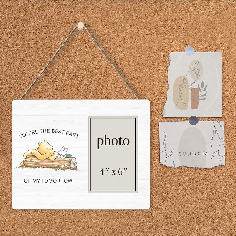 AKFVNSFK Pooh Bear Quote Picture Frame, Romantic Gifts for Friends Couples, Pooh Nursery Decor, You're the Best Part Photo Frame for 4 x 6 Inch Photo - Image 4