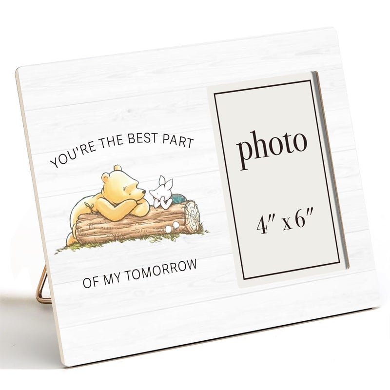 AKFVNSFK Pooh Bear Quote Picture Frame, Romantic Gifts for Friends Couples, Pooh Nursery Decor, You're the Best Part Photo Frame for 4 x 6 Inch Photo - Image 1