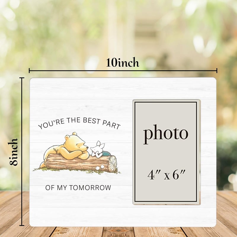AKFVNSFK Pooh Bear Quote Picture Frame, Romantic Gifts for Friends Couples, Pooh Nursery Decor, You're the Best Part Photo Frame for 4 x 6 Inch Photo - Image 2