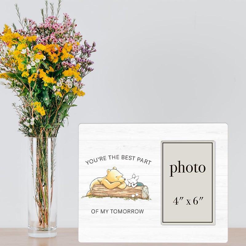 AKFVNSFK Pooh Bear Quote Picture Frame, Romantic Gifts for Friends Couples, Pooh Nursery Decor, You're the Best Part Photo Frame for 4 x 6 Inch Photo - Image 5
