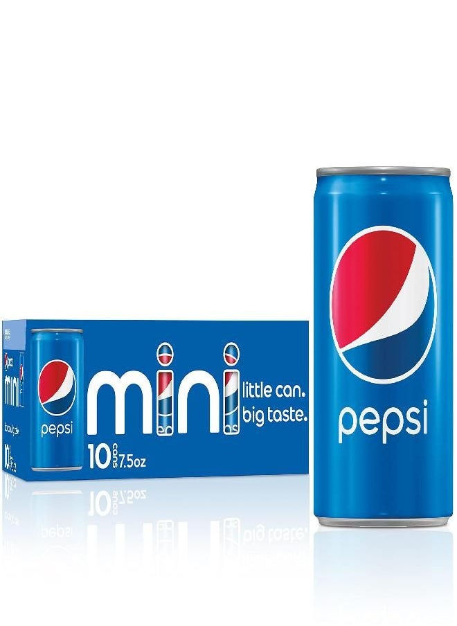 Pepsi Pepsi Soda, Mini Cans, 7.5 Ounce (Pack of 10)  - Image 1