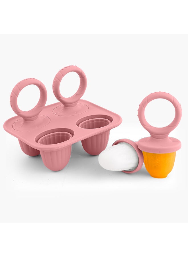 Baby Molar Popsicle Ice Cream Mold Making Popsicle Ice Cream Food Grade Silicone Special Mold Homemade Ice Cream-Specifications:Type B (dark Pink)-chassis + Round Handle-color:Teething Popsicle Mold  - Image 1