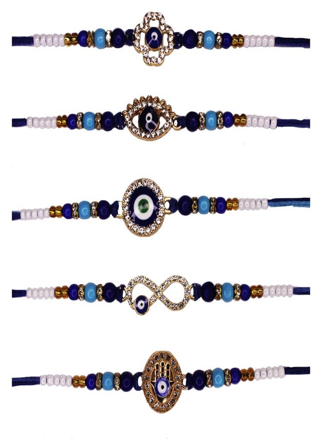 BANDHAN مجموعة BANDHAN Evil Eye Designs Rakhi Combo المكونة من 12 مصمم Rakhi للأخ | راخي متعدد الألوان - Image 3