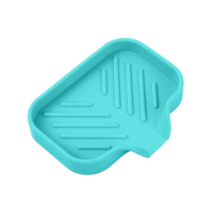 SILICONE BATHROOM SOAP DISHES WITH DRAIN SPOUTBATHROOM AND KITCHEN SINK ORGANIZERSPONGE HOLDERDISH SOAP TRAYPERFECT FOR DISPENSERSCRUBBERBOTTLECUP ON SINK OR COUNTERMINT 4932