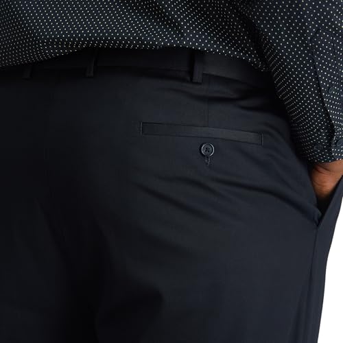 Haggar mens Premium No-iron Classic-fit Expandable-waist Pleat-front dress pants, Black, 48W x 29L US - Image 2