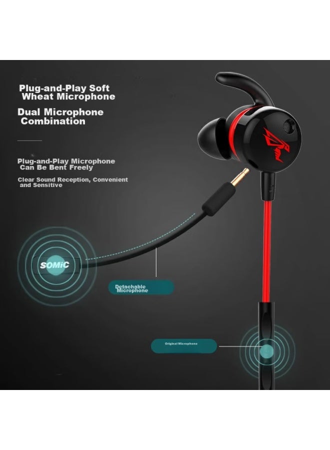 Somic G618i Pubg Sound Positioning Headset, In-ear, Compatible With Computer And Mobile Phones, For Desktop And Laptop Gaming, With Microphone Plug-in And Detachable Mic, Titanium Gray, 3.5mm - Image 2