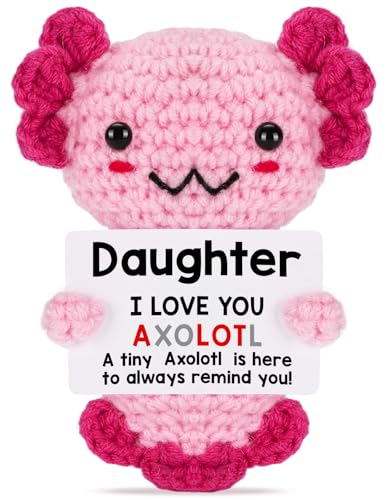 Weming Daughter Gifts from Mom Dad Crochet Axolotl Gifts from Mother Father Best for Birthday Mothers Day Christmas Stocking Stuffers Easter Essentials Valentines Graduation - Image 1