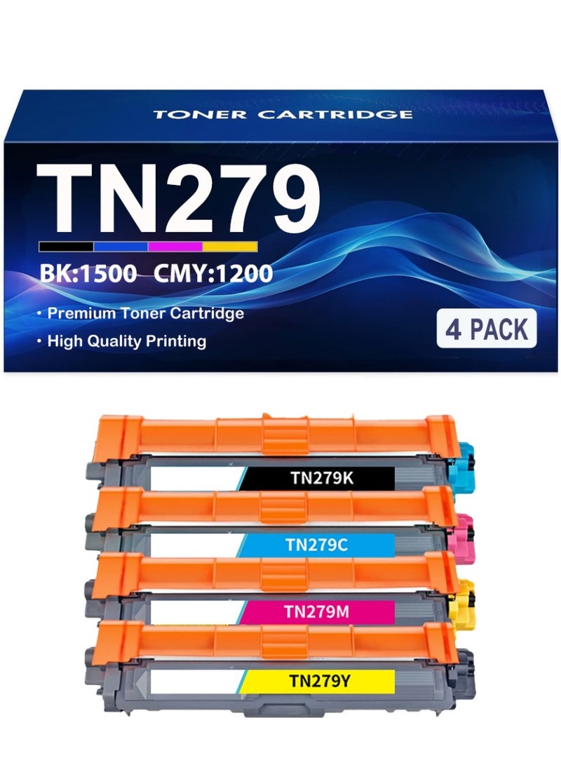 TN279 TN-279 خراطيش حبر متوافقة بديلة، للاستخدام مع طابعات HL-L3220CW HL-L3280CDW DCP-L3520CDW MFC-L3760CDW MFC-L8390CDW (عبوة من 4، أسود/سماوي/أرجواني/أصفر) - Image 1