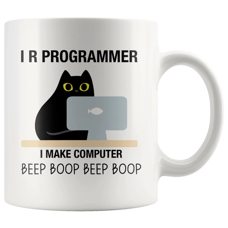 Panvola I R Programmer I Make Computer Beep Programmer Gifts To Boyfriend Husband From Girlfriend Wife Cat Lover Programming Student Graduation Gifts Ceramic Coffee Mug White 11 oz