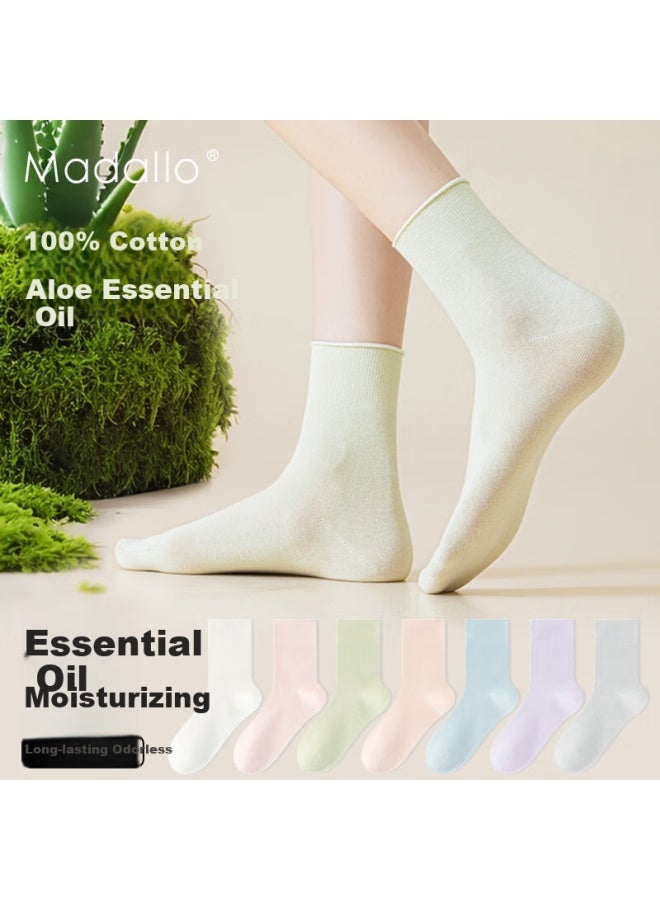 Madallo Aloe Vera Moisturizing Mid-Calf Socks Women Cotton Summer Thin New Anti-Odor Pile Pile Maternity Socks