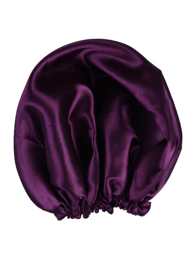 NNR Satin Silk Premium Hair Bonnet Double Layered Elastic Sleeping Cap for Women and Girls - Pack of 1 - Wine 1 - Image 1