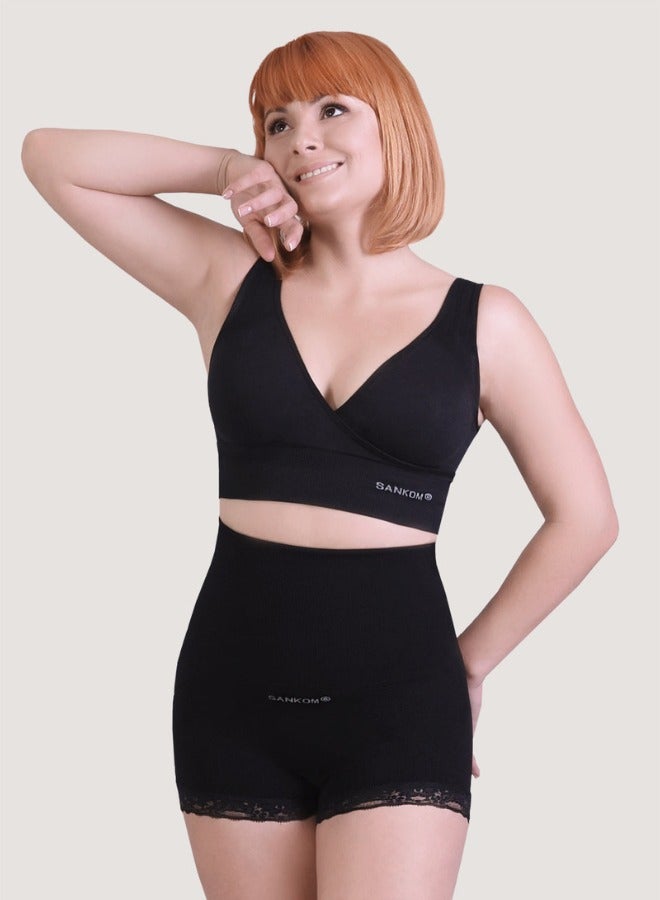 Sankom Patent Premium Brief is a High Waist shapewear that supports your back, shapes your waist, and helps improve posture. Made with breathable, soft fabric for all day comfort. It offers tummy control, a slimming fit. - Image 1