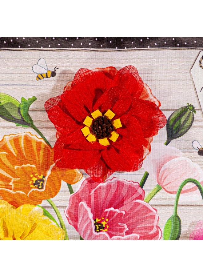 Poppies And Painted Cans Spring Garden Flags 12X18 Double Sided | Small Applique Garden Flags For Outside | Welcome Spring Flag Décor For Yards And Gardens