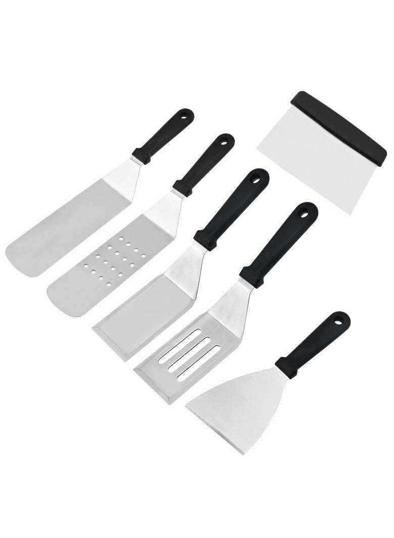 general 6PCS Stainless Steel BBQ Grill Tools Set - Plastic Handle Spatula Tongs Kit Portable for Outdoor Grilling Camping - Image 3