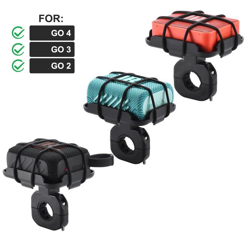 YipuVR Bike Speaker Mount Holder for JBL GO 4/3/2, Universal Handlebar Mounted Speaker Bracket with Elastic Silicone Grille - Image 2