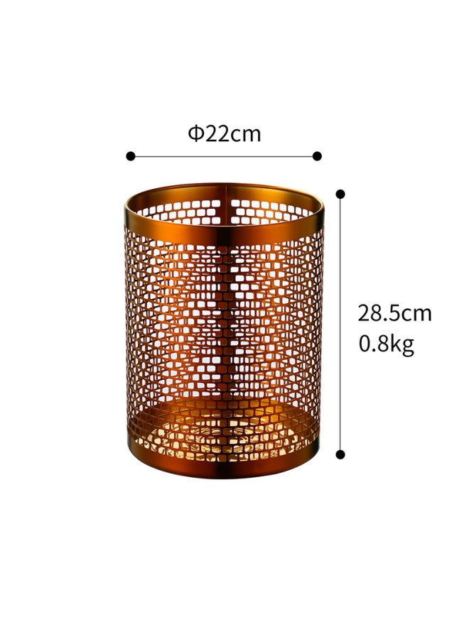 Hollow Stainless Steel Trash Can, Open Top Metal Waste Bin, Simple Desk Storage Bucket for Office Bathroom Bedroom