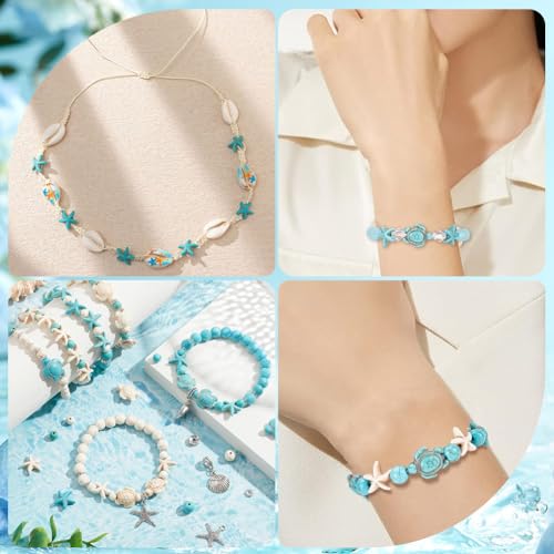 SUNNYCLUE 1 Box 210Pcs Starfish Bead Turtle Beads Lucky Turquoise Beads Bulk Summer Ocean Beads Sea Animal Charms Shell Beads Seashell Charms for Jewelry Making Beading Kits Women DIY Craft Supplies - Image 5