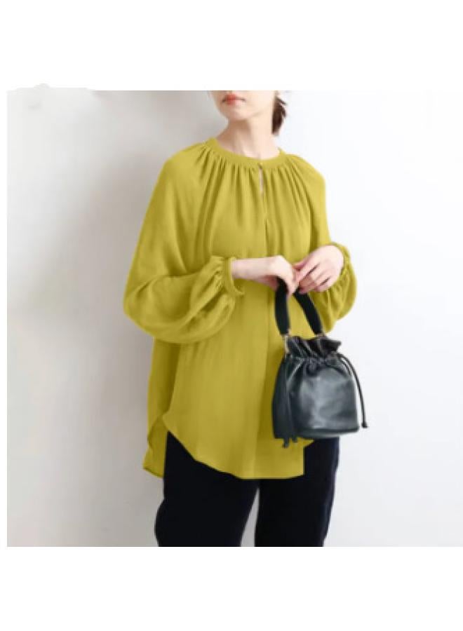 VUELO Muslim New Artistic Collar Shirt Women's Elegant Commuter Loose Solid Color Long Sleeve All-matching Top - Image 4