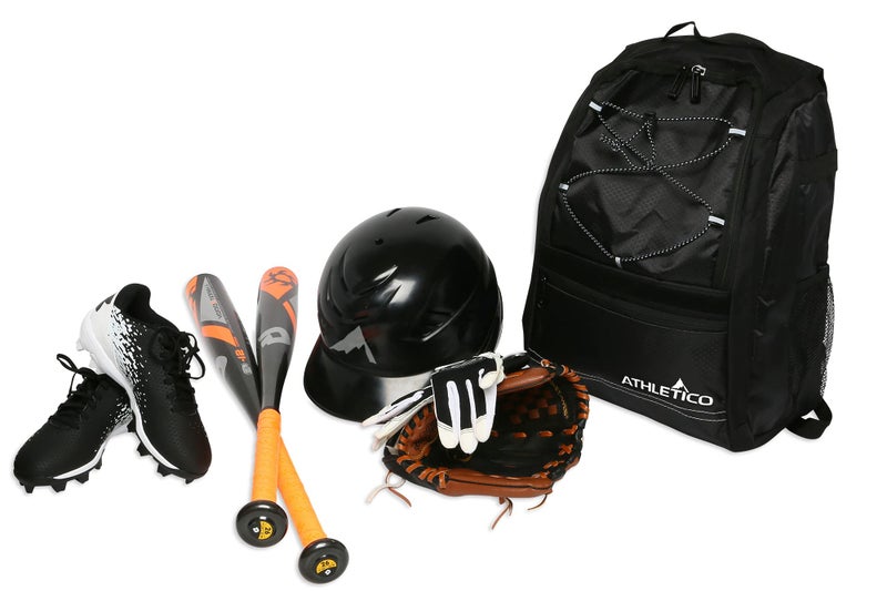 Athletico Youth Baseball Bag - Bat Backpack for Baseball, T-Ball & Softball Equipment & Gear | Holds Bat, Helmet, Glove | Fence Hook (Black) - Image 2