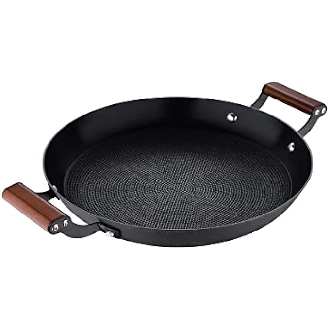 MasterPro Odin  28 Cm Round Grill NonStick Ergonomic Acacia Wood Handles Ideal For Barbecue Cooking Compatible With Induction And Oven Without Toxic Products - Image 1