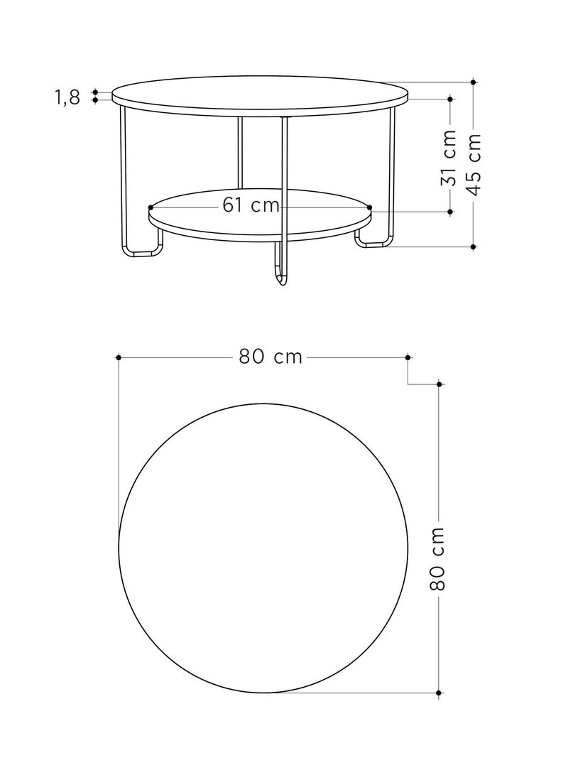 Mourah Home Corro Modern Round Coffee Table Centre Table For Living Room Office Industrial Sofe Table With Metal Legs Versatile Design| For Small Spaces Living Room Bedroom|45X80X80Cm | Light Mocha- 2 Years Warranty - Image 4