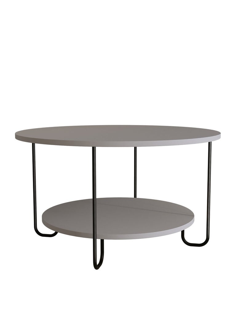Mourah Home Corro Modern Round Coffee Table Centre Table For Living Room Office Industrial Sofe Table With Metal Legs Versatile Design| For Small Spaces Living Room Bedroom|45X80X80Cm | Light Mocha- 2 Years Warranty - Image 3