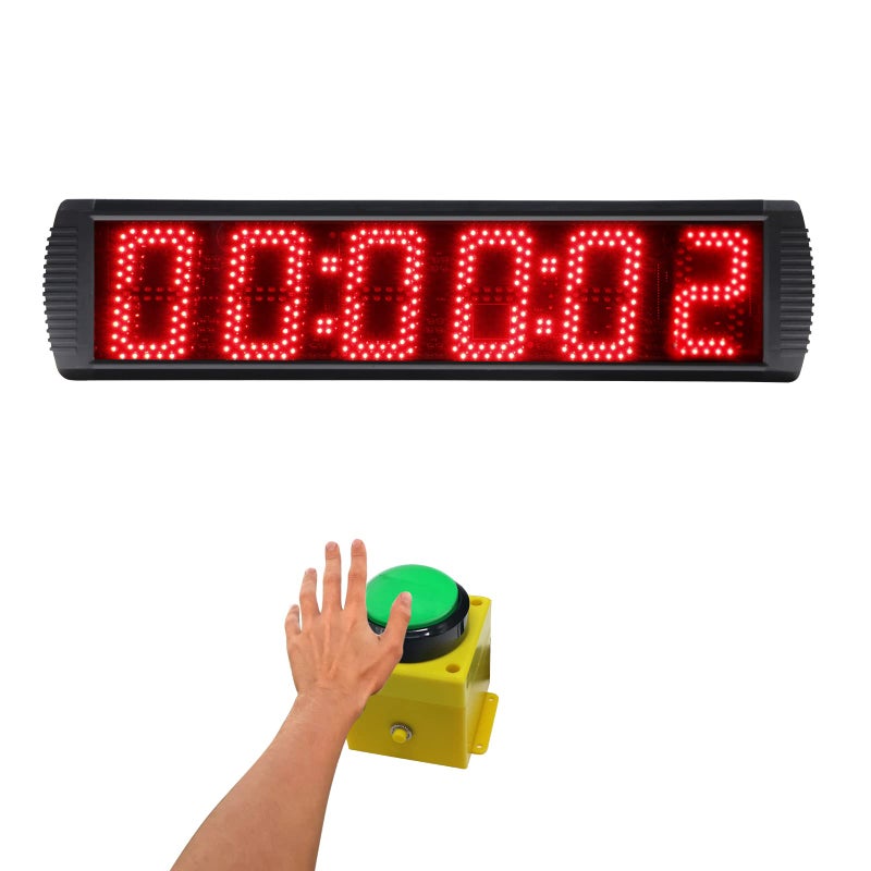 عداد سباق LED GAN XIN 5 بوصة 6 أرقام للفعاليات الرياضية، مؤقت للعد التنازلي والعد التصاعدي 1224 ساعة، ساعة توقيت حقيقية مع جهاز تحكم عن بعد، ساعة حائط كبيرة محمولة