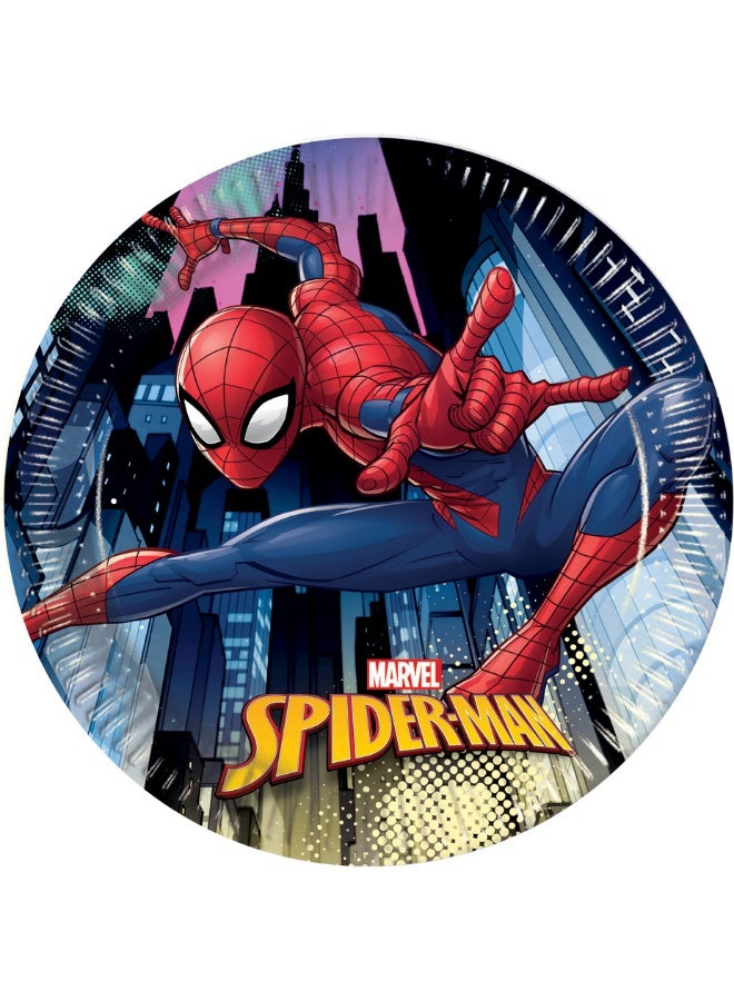 Procos Ciao Spiderman Team Up Paper Plates 20 cm – Set of 8 | Marvel Spiderman Birthday Party Plates | Strong Disposable Tableware for Kids’ Party, Picnic & Celebration - Image 1