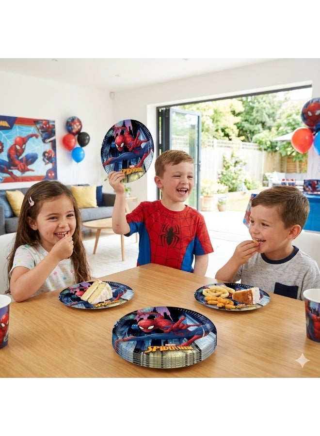 Procos Ciao Spiderman Team Up Paper Plates 20 cm – Set of 8 | Marvel Spiderman Birthday Party Plates | Strong Disposable Tableware for Kids’ Party, Picnic & Celebration - Image 2
