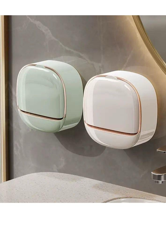 A wall-mounted soap holder with a flip-up design that drains water, giving an elegant look to the bathroom - Image 1