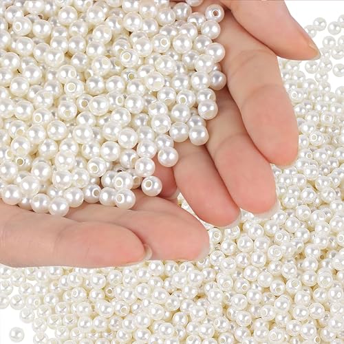 INDIKONB Glass Round Moti for Bracelet & Jewellery Making | AAAAA Offwhite Glass Beads Bulk Wholesale Pack (8MM) - Image 1