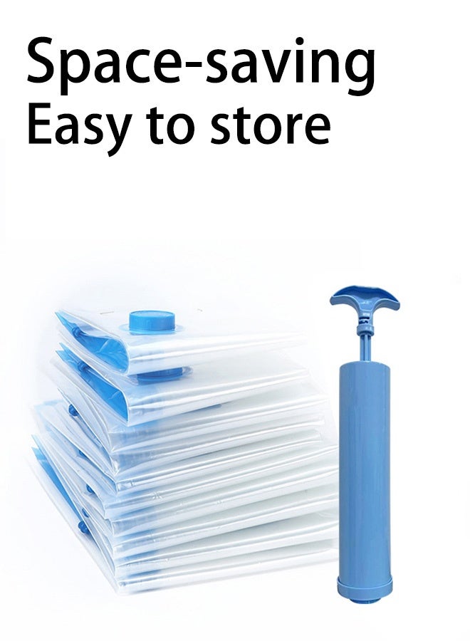 عام أكياس تخزين مفرغة من الهواء، أكياس محكمة الغلق قابلة لإعادة الاستخدام لتوفير المساحة مع مضخة يدوية، أكياس ضغط محكمة الغلق للألحفة والبطانيات والملابس والسفر. 8 قطع (3 قطع كبيرة، 2 كبيرة، 3 قطع متوسطة) - Image 2