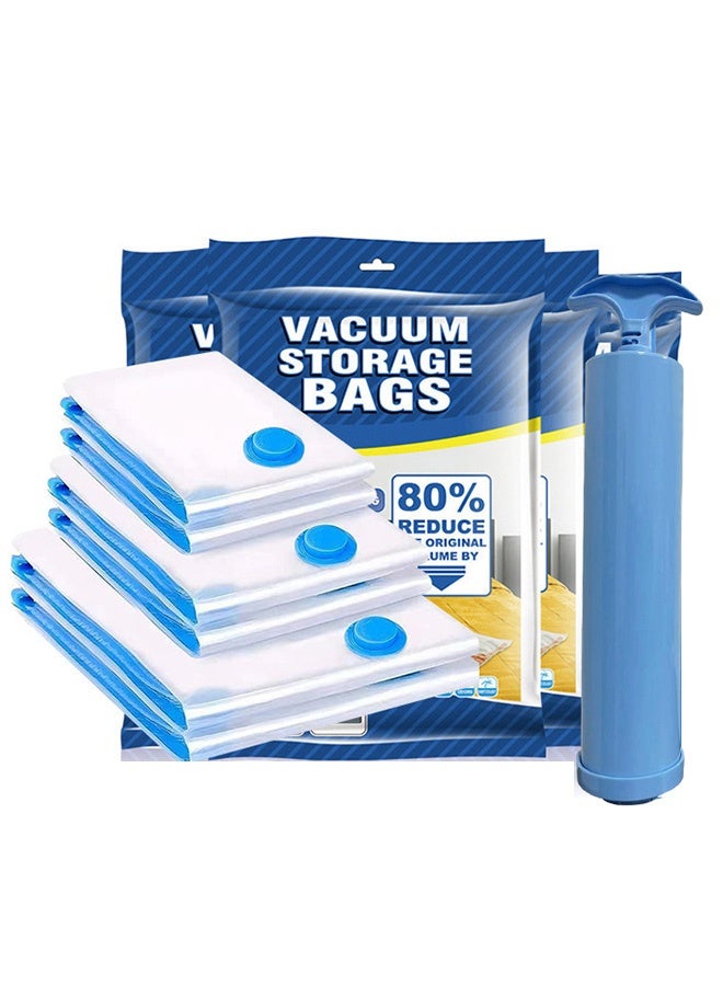 عام أكياس تخزين مفرغة من الهواء، أكياس محكمة الغلق قابلة لإعادة الاستخدام لتوفير المساحة مع مضخة يدوية، أكياس ضغط محكمة الغلق للألحفة والبطانيات والملابس والسفر. 8 قطع (3 قطع كبيرة، 2 كبيرة، 3 قطع متوسطة) - Image 3