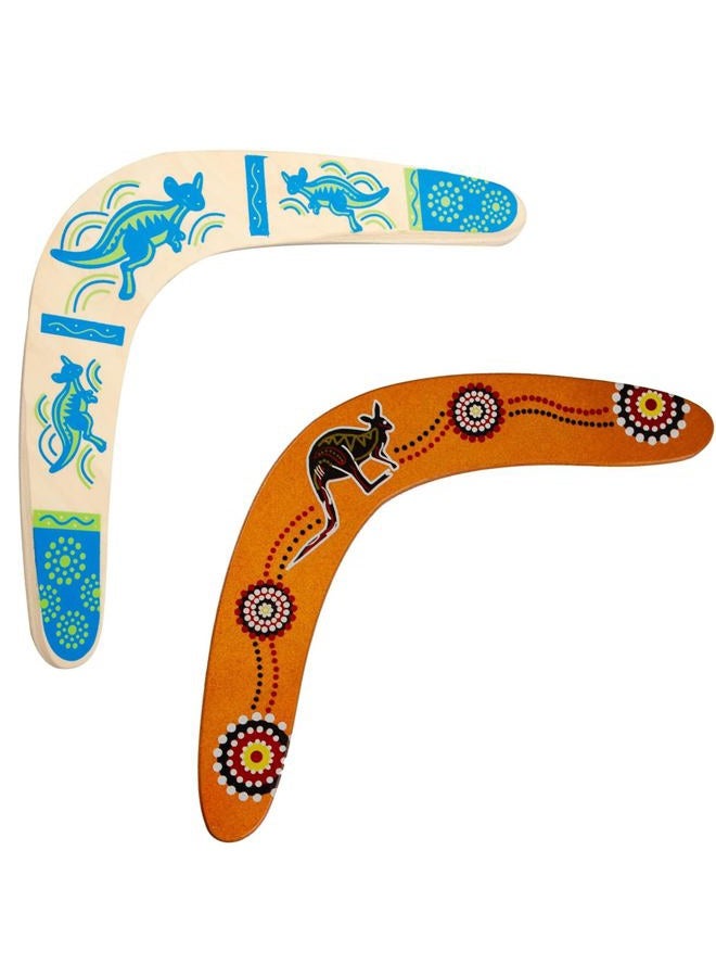 Inborntrait Boomerang for Kids 2 Pack, Australia Style Wooden Handmade Boomerangs, V-Shaped Returning Boomerangs for Ages Above 10 Years Old Kids and Adult (Blue and Light Brown) - Image 1