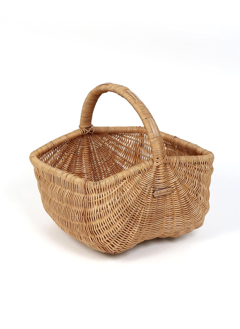Habere India-All the Cultures Fabricating India Habere IndiaAll the Cultures Fabricating India Bamboo Basket for Storage Bamboo Tray Bamboo Basket Bathroom Bamboo Storage Baskets for Wardrobe With Top Handle Large 37 x 20 x 20 CM  - Image 5
