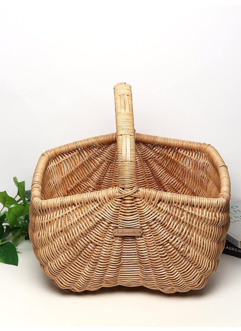 Habere India-All the Cultures Fabricating India Habere IndiaAll the Cultures Fabricating India Bamboo Basket for Storage Bamboo Tray Bamboo Basket Bathroom Bamboo Storage Baskets for Wardrobe With Top Handle Large 37 x 20 x 20 CM  - Image 1