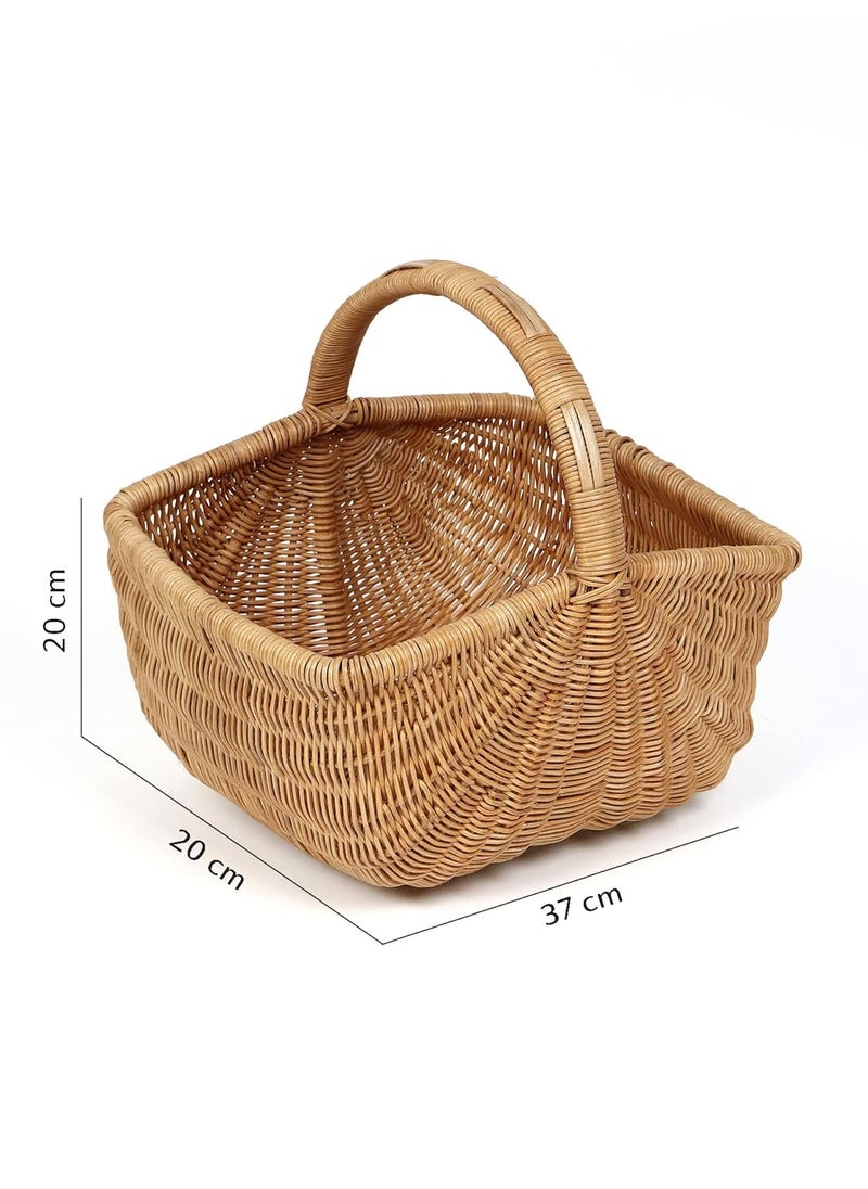 Habere India-All the Cultures Fabricating India Habere IndiaAll the Cultures Fabricating India Bamboo Basket for Storage Bamboo Tray Bamboo Basket Bathroom Bamboo Storage Baskets for Wardrobe With Top Handle Large 37 x 20 x 20 CM  - Image 4