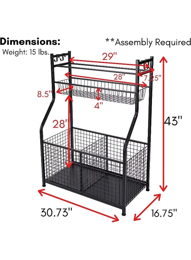 Homesmiths Homesmiths Garage Storage with Baskets & Hooks for Sports Gear, Toys for Indoor & Outdoor Use - Image 2