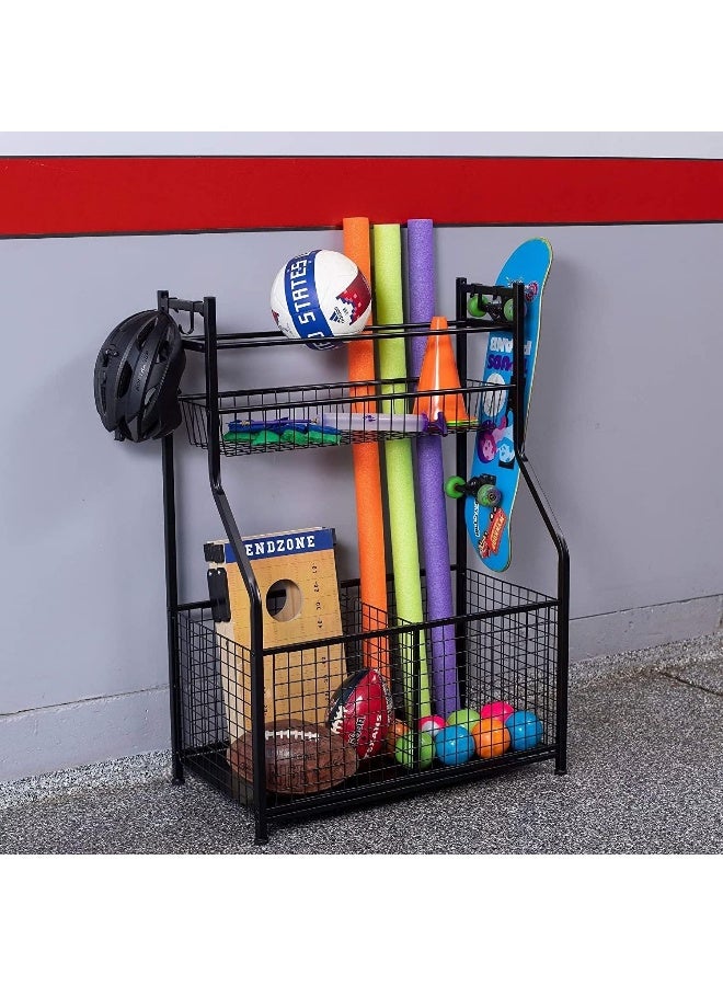 Homesmiths Homesmiths Garage Storage with Baskets & Hooks for Sports Gear, Toys for Indoor & Outdoor Use - Image 3