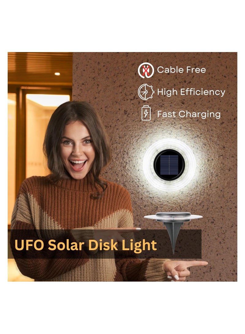 أضواء أرضية شمسية خارجية مضادة للماء 28 LED، أضواء شمسية ساطعة للمناظر الطبيعية للممر، الجدار، السطح، السياج - أبيض بارد، عبوة واحدة - حل إضاءة موفر للطاقة للحديقة والفناء - Image 3