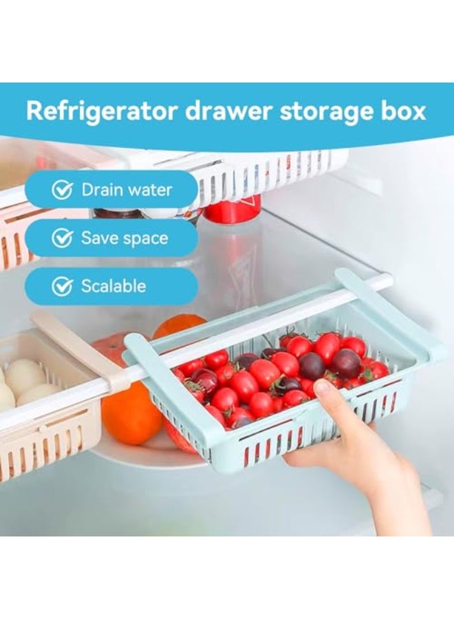 2PCS Refrigerator Drawer, Fridge Drawer Organizer Pull out Storage Drawer Under Shelf Drawer Refrigerator Organizer Bin for Egg Fruit Vegetable(Blue)  - Image 2