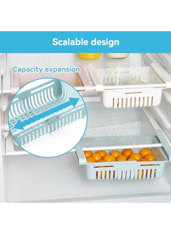 2PCS Refrigerator Drawer, Fridge Drawer Organizer Pull out Storage Drawer Under Shelf Drawer Refrigerator Organizer Bin for Egg Fruit Vegetable(Blue)  - Image 4