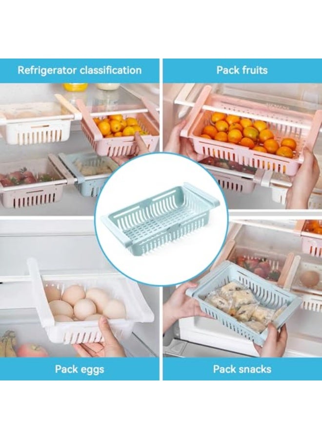 2PCS Refrigerator Drawer, Fridge Drawer Organizer Pull out Storage Drawer Under Shelf Drawer Refrigerator Organizer Bin for Egg Fruit Vegetable(Blue)  - Image 3