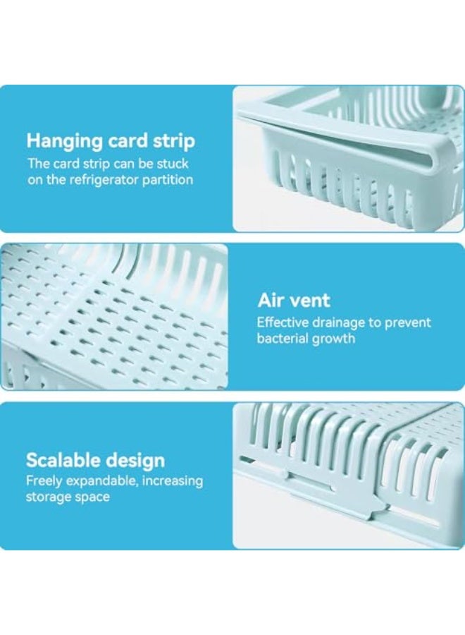 2PCS Refrigerator Drawer, Fridge Drawer Organizer Pull out Storage Drawer Under Shelf Drawer Refrigerator Organizer Bin for Egg Fruit Vegetable(Blue)  - Image 5